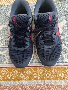 Asics Navy Athletic Shoes with Pink Accents